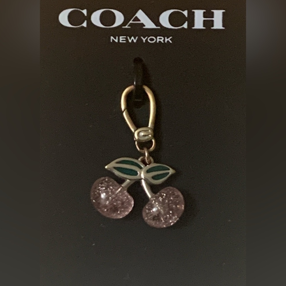 COACH Pink Collectible Signature Glittery Cherry Charm MSRP $45 w/Dust Bag - Picture 4 of 7